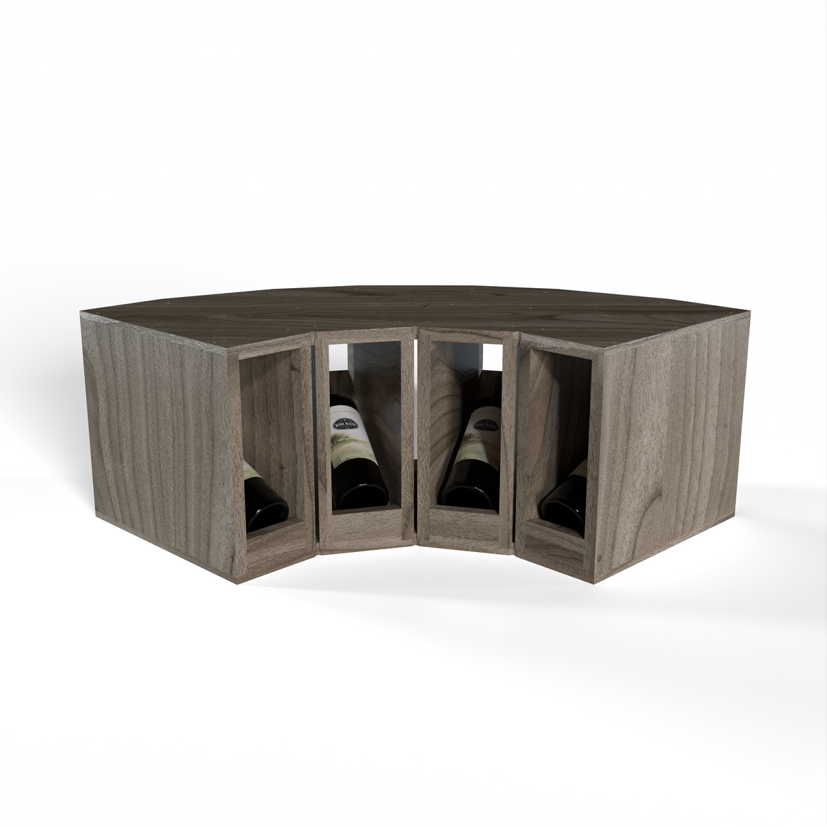 GrandCellar™ 4 Column Full-Depth Elevated Display Row Corner – 12" – Walnut / Unstained