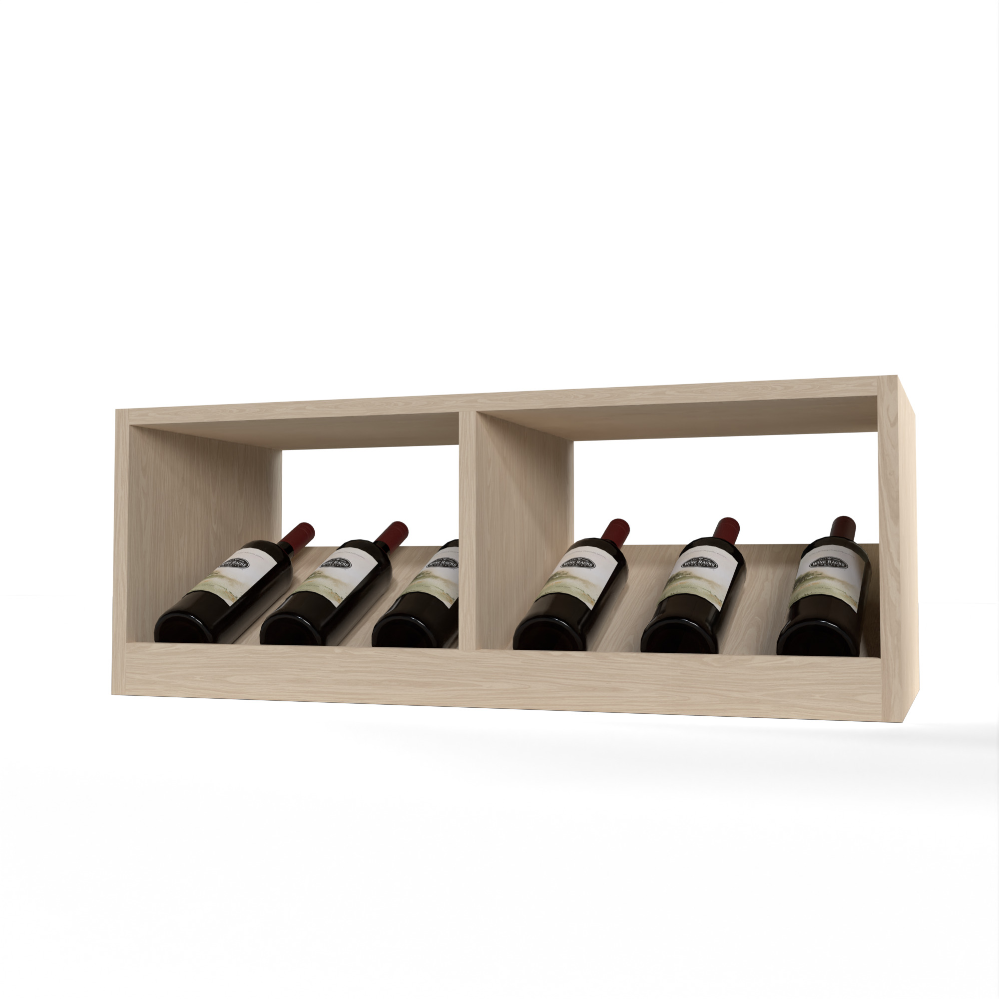 GrandCellar™ 7 Column Full-Depth Elevated Display Row – 12" – White Oak / Unstained