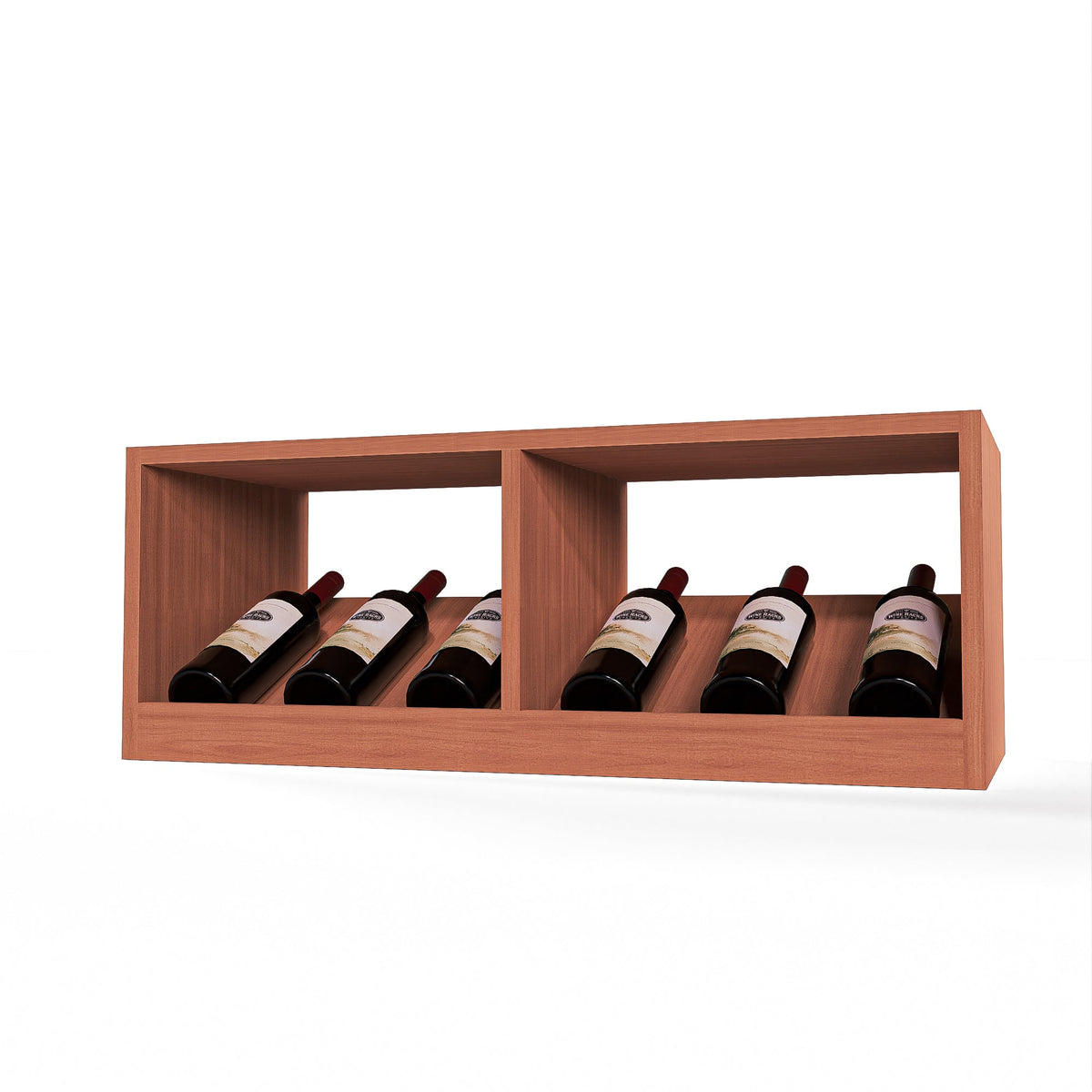 GrandCellar™ 7 Column Full-Depth Elevated Display Row – 12" – Sapele Mahogany / Unstained