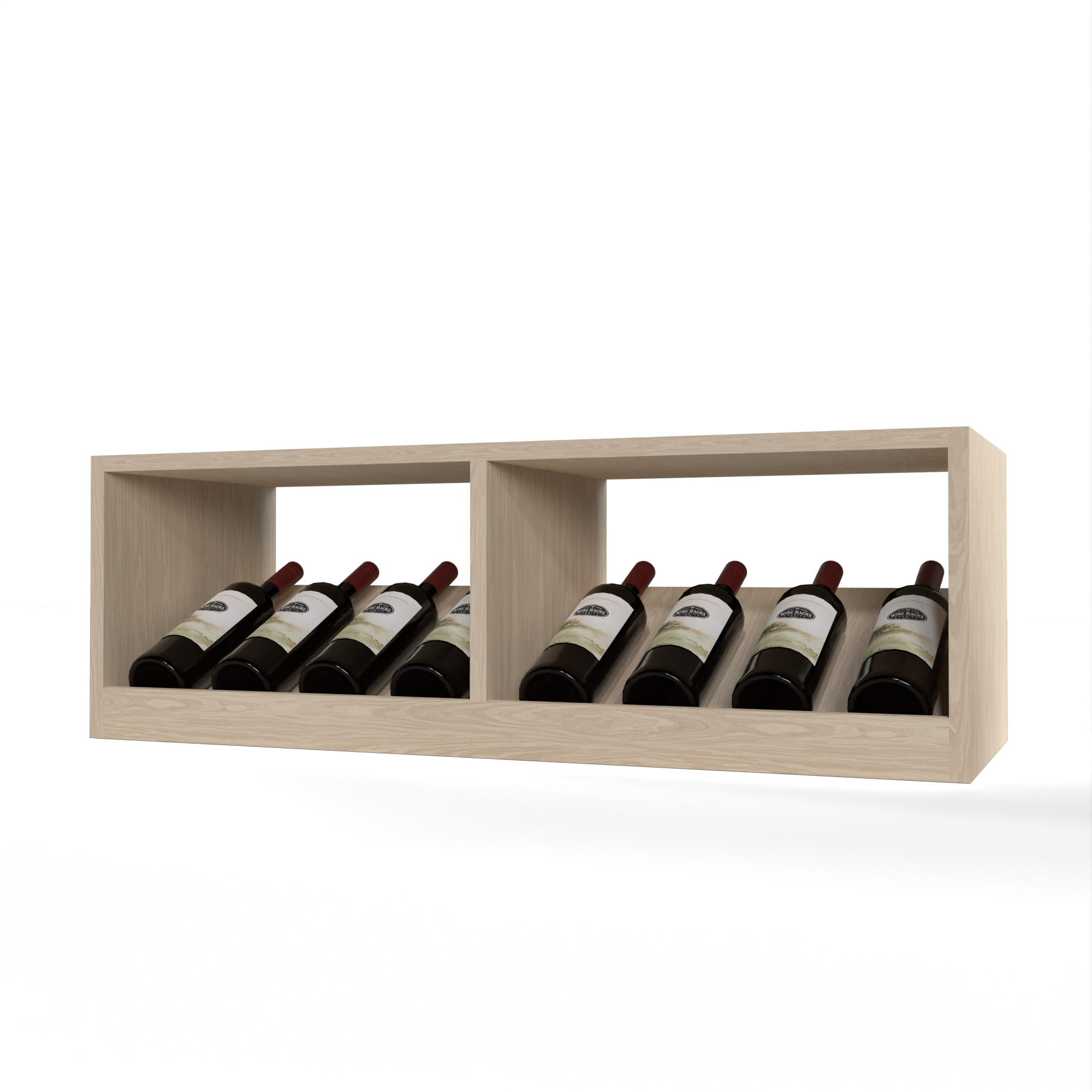 GrandCellar™ 8 Column Full-Depth Elevated Display Row – 12" – White Oak / Unstained