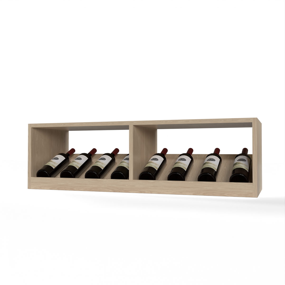 GrandCellar™ 9 Column Full-Depth Elevated Display Row – 12" – White Oak / Unstained