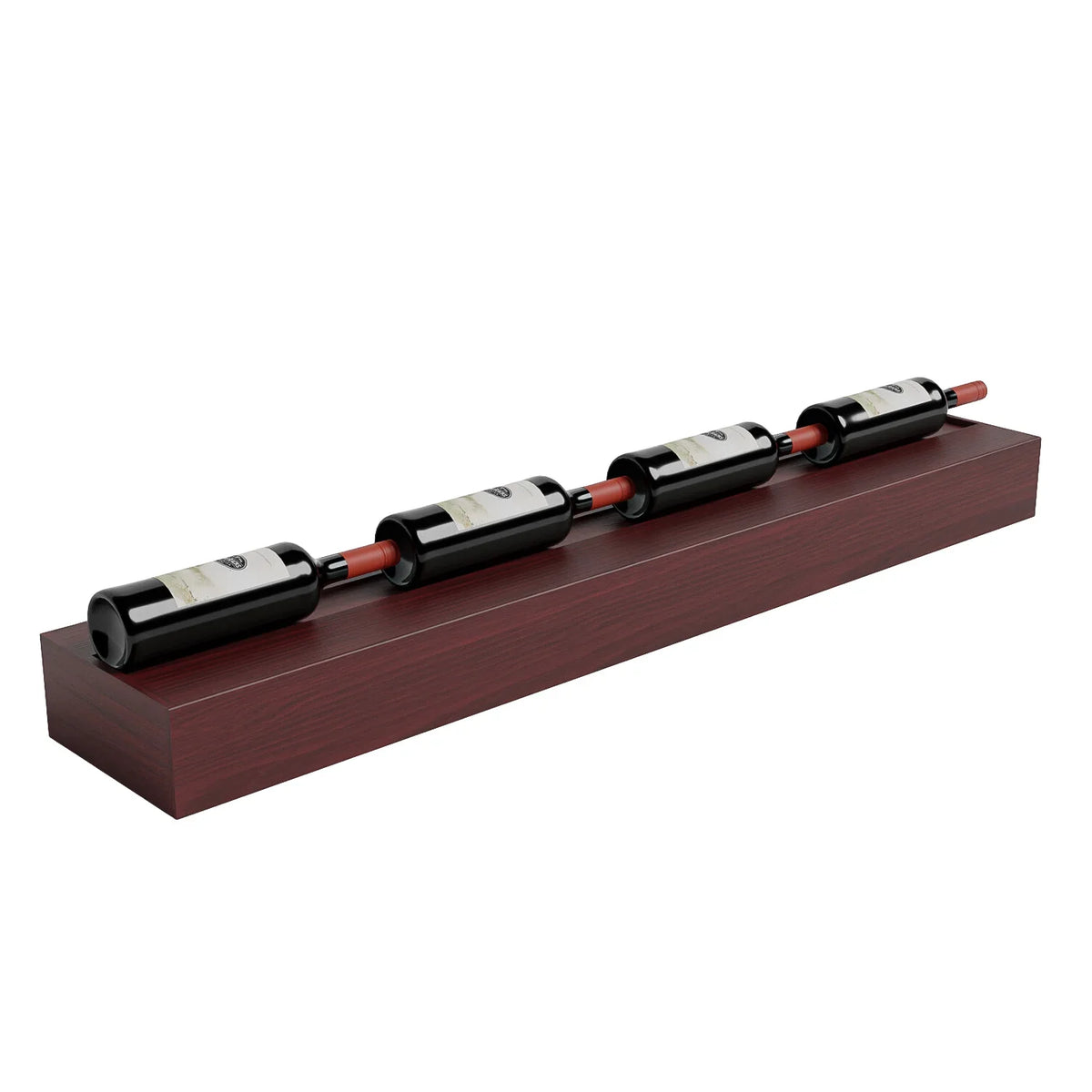 Home Bar 48" Floating Shelf Bottle Display – Knotty Alder / Walnut stained