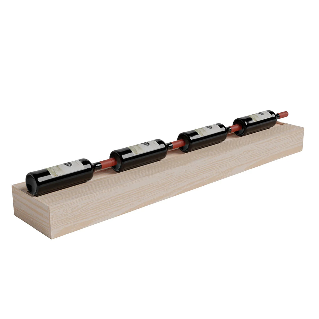 Home Bar 48" Floating Shelf Bottle Display – Knotty Alder / Greywash stained