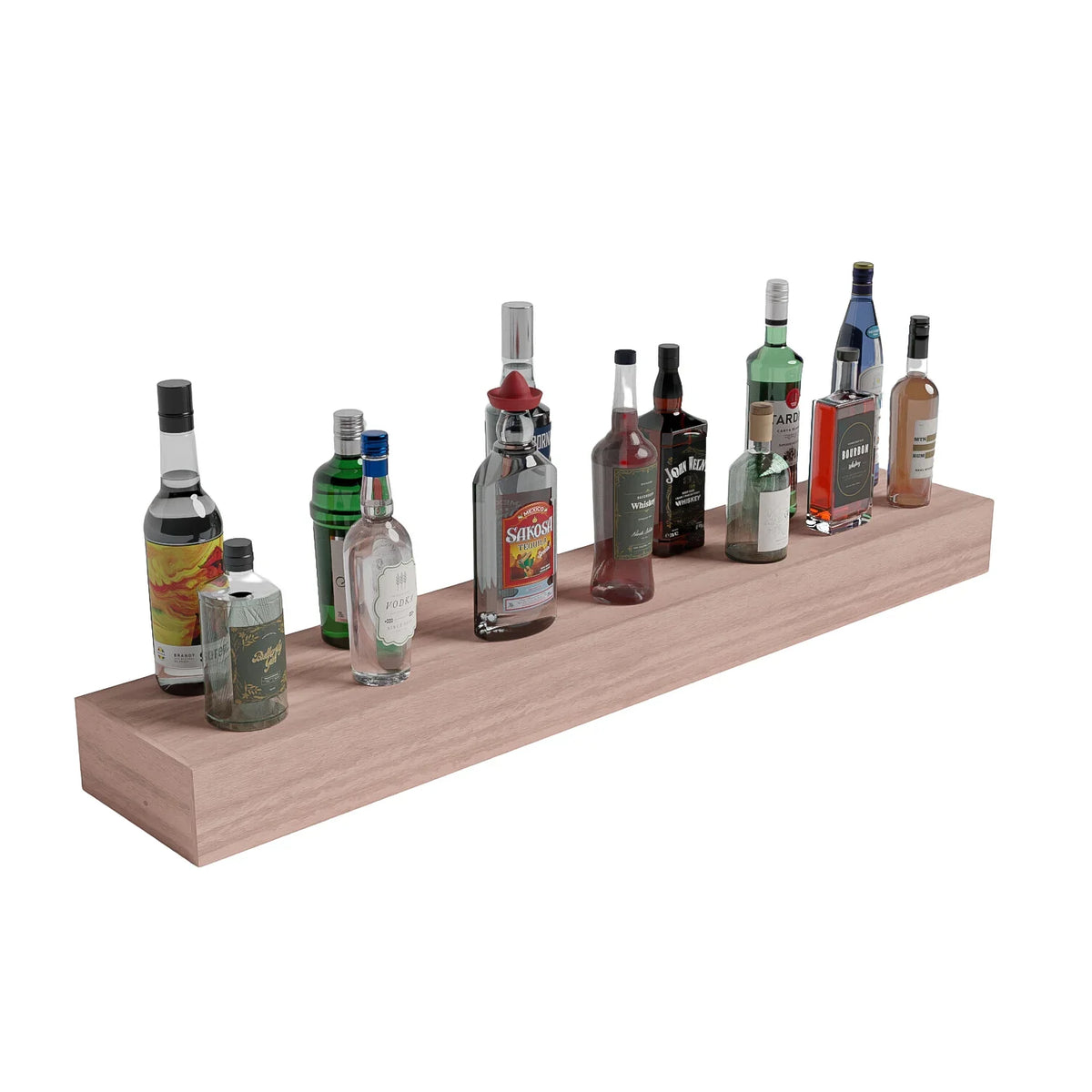 Home Bar 48" Floating Shelf – Premium Redwood / Black stained
