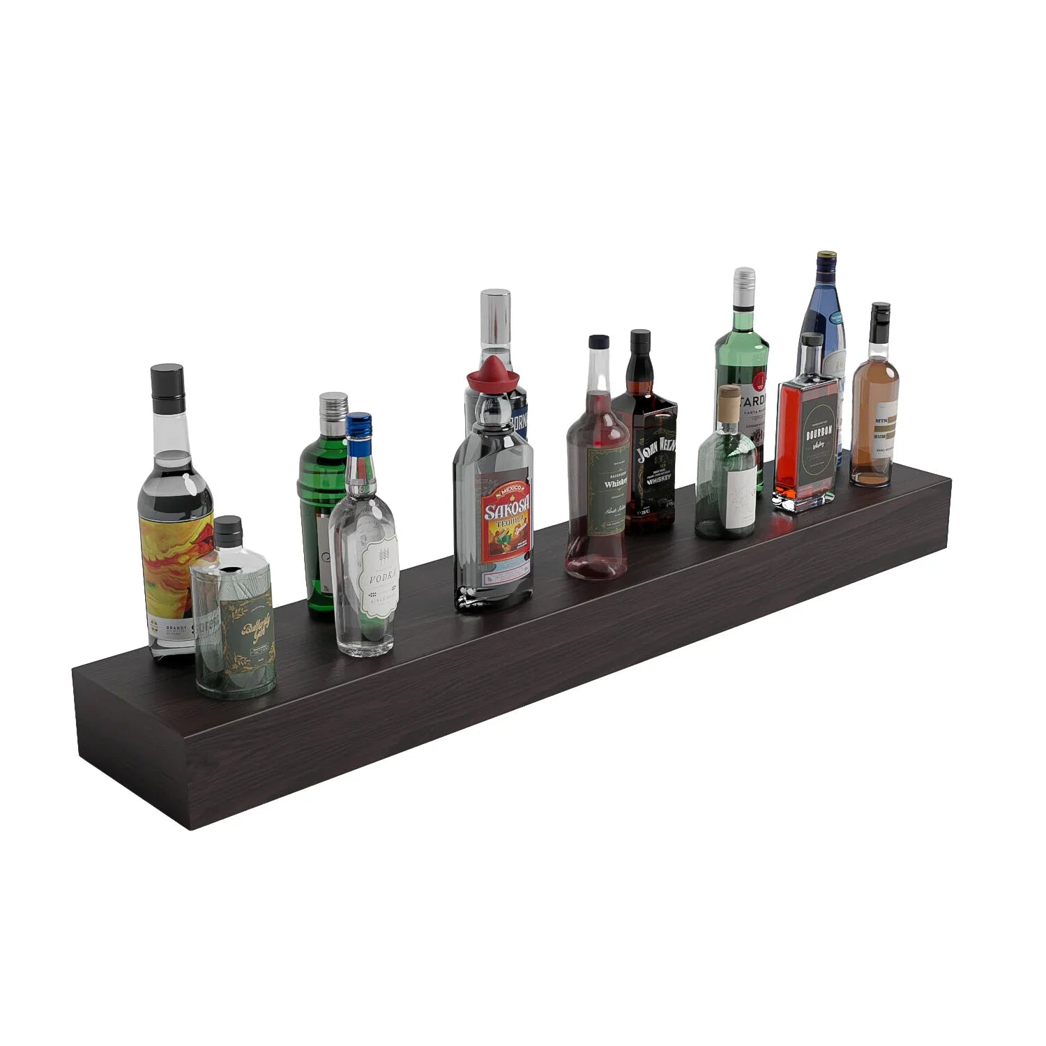 Home Bar 48" Floating Shelf – Grand Mahogany / Walnut stained