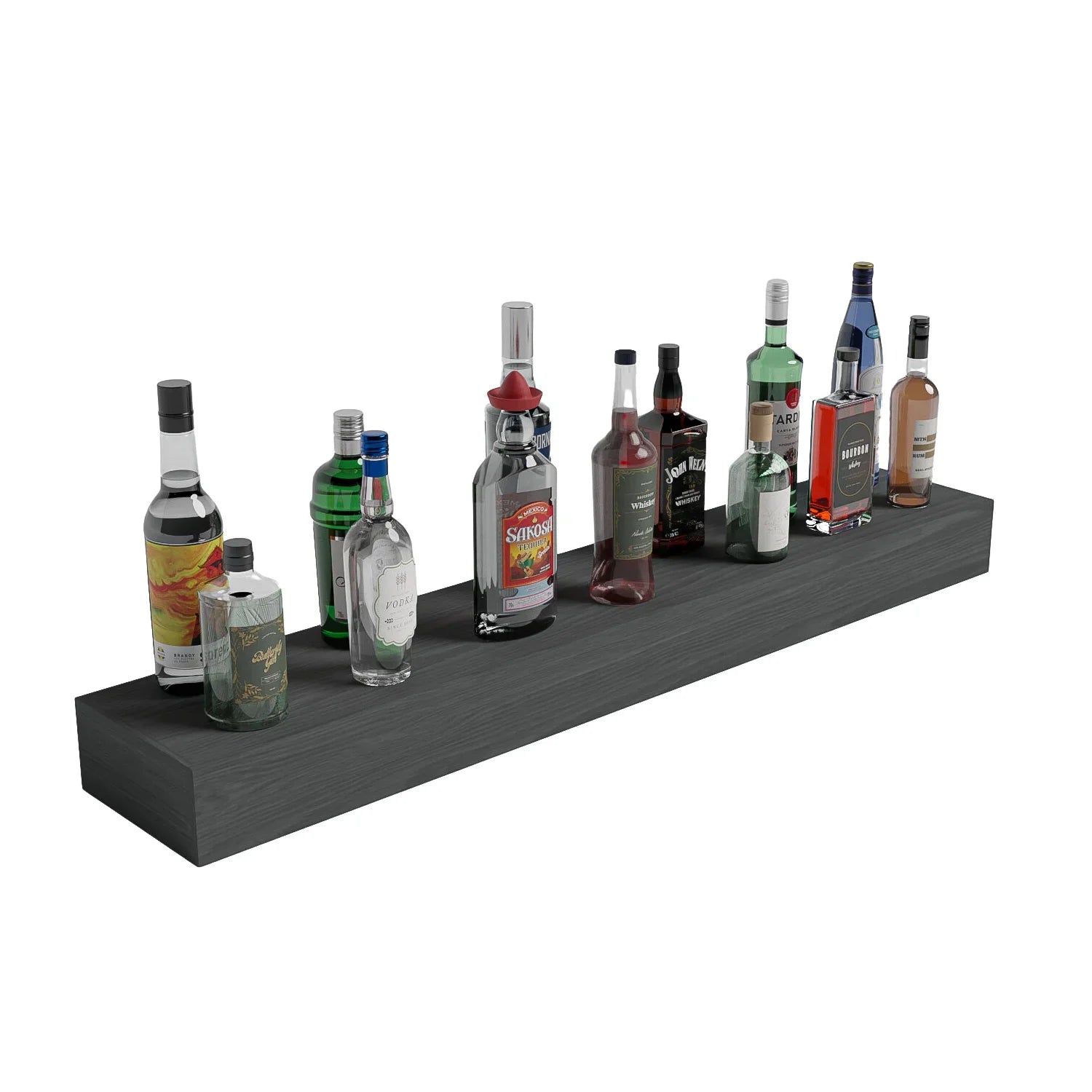 Home Bar 48" Floating Shelf – Knotty Alder / Cherry stained