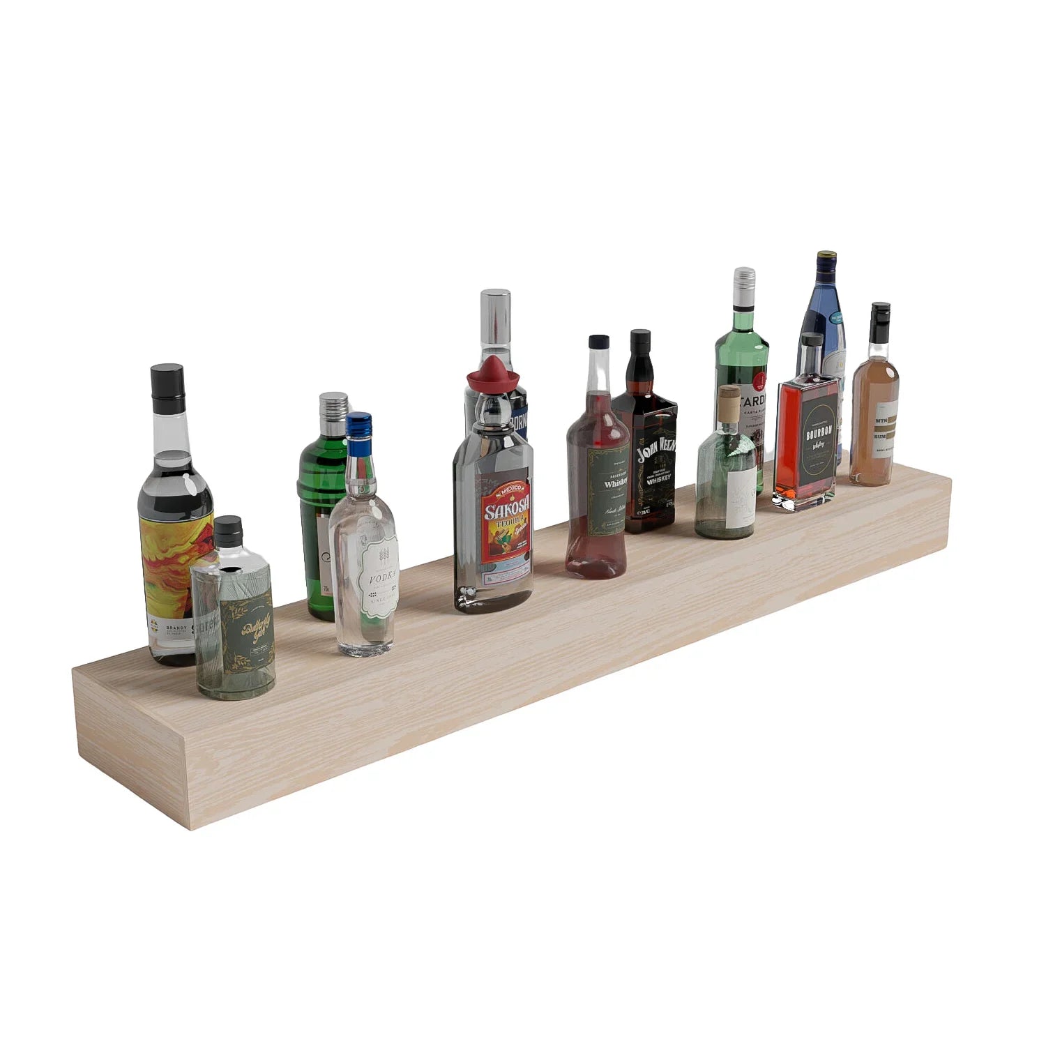 Home Bar 48" Floating Shelf – Knotty Alder / Walnut stained