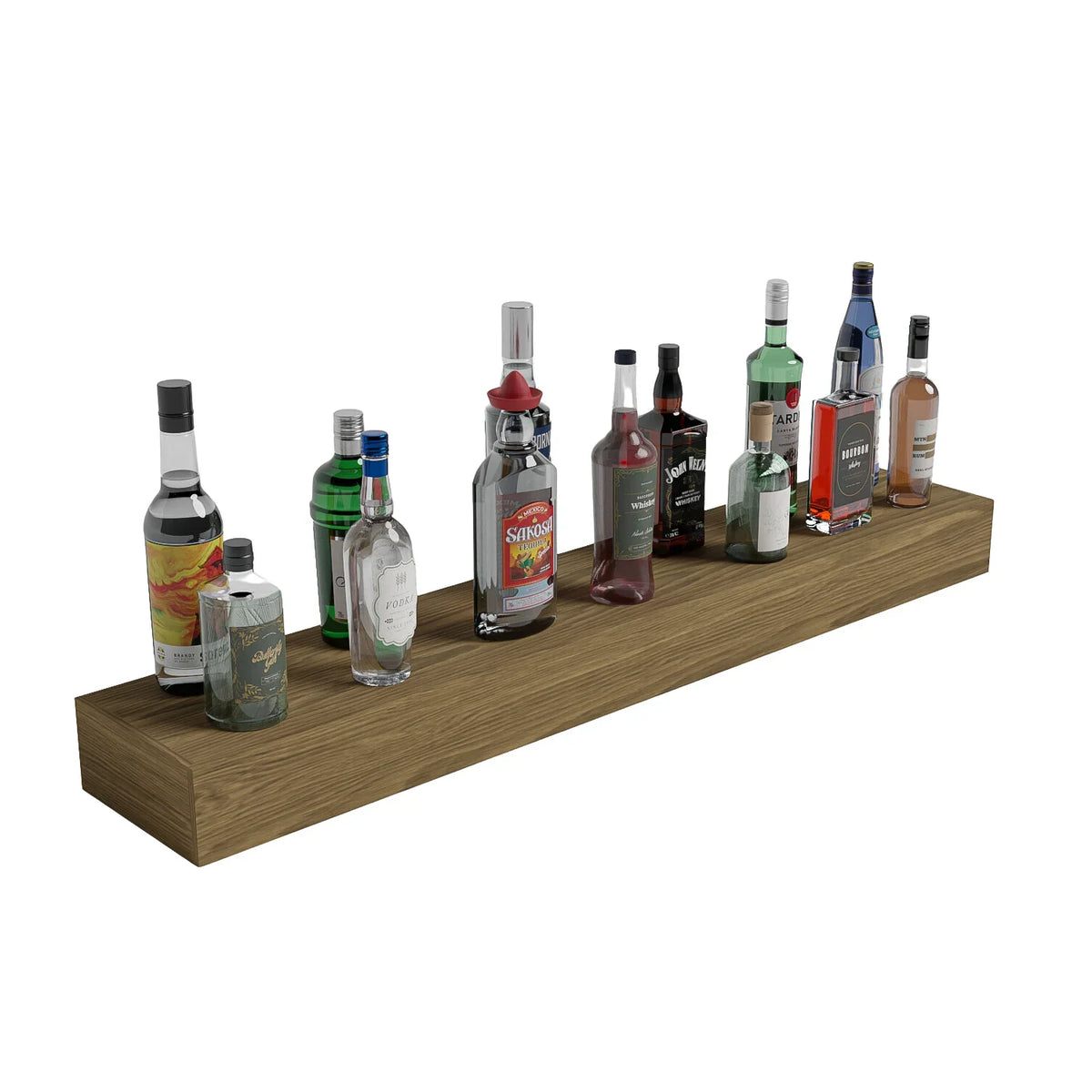 Home Bar 48" Floating Shelf – Knotty Alder / Black stained