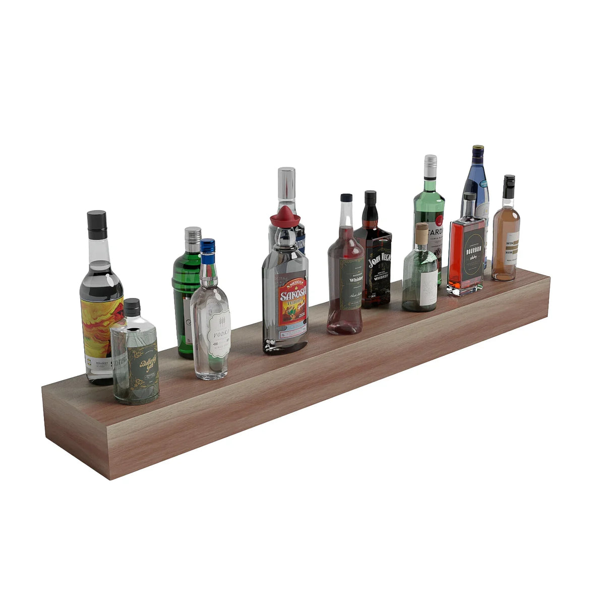 Home Bar 48" Floating Shelf – Ponderosa Pine / Oak stained