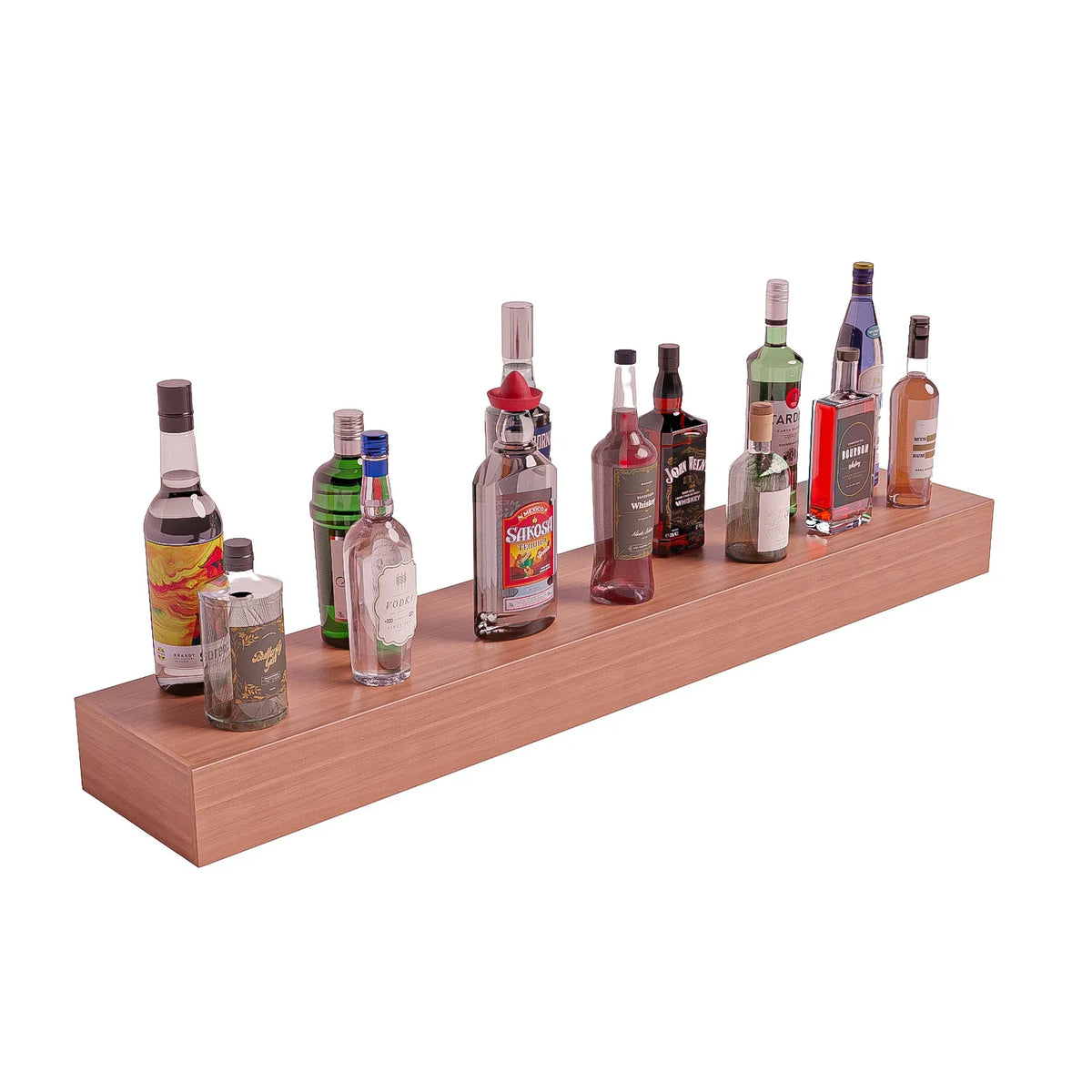 Home Bar 48" Floating Shelf – Ponderosa Pine / Walnut stained