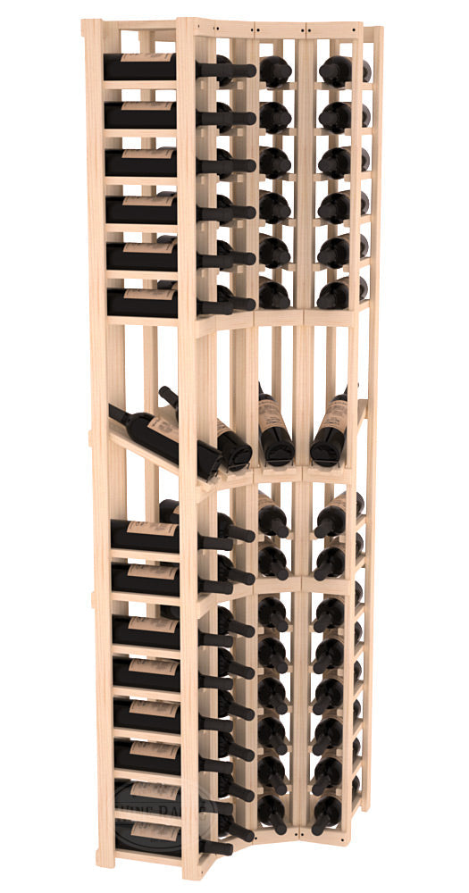 InstaCellar 4 Column Corner Display Row Rack – Knotty Alder / Unstained