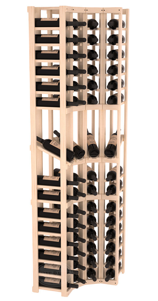 InstaCellar 4 Column Corner Display Row Rack – Knotty Alder / Unstained
