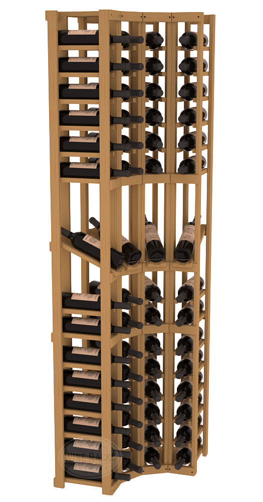 InstaCellar 4 Column Corner Display Row Rack – Knotty Alder / Oak stained