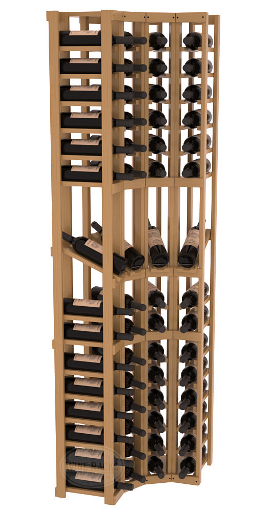 InstaCellar 4 Column Corner Display Row Rack – Knotty Alder / Oak stained