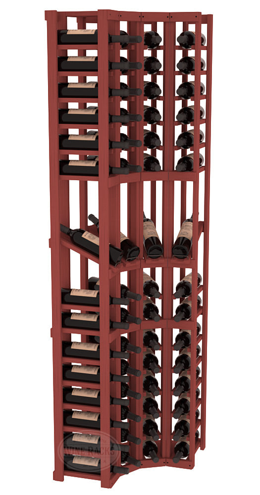 InstaCellar 4 Column Corner Display Row Rack – Knotty Alder / Cherry stained