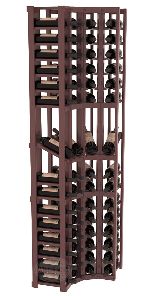 InstaCellar 4 Column Corner Display Row Rack – Knotty Alder / Walnut stained