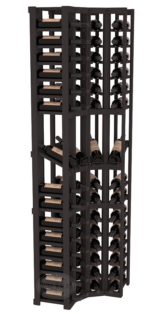 InstaCellar 4 Column Corner Display Row Rack – Knotty Alder / Black stained