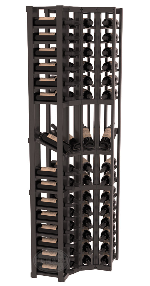 InstaCellar 4 Column Corner Display Row Rack – Knotty Alder / Black stained
