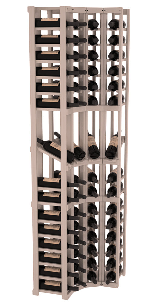 InstaCellar 4 Column Corner Display Row Rack – Knotty Alder / Greywash stained