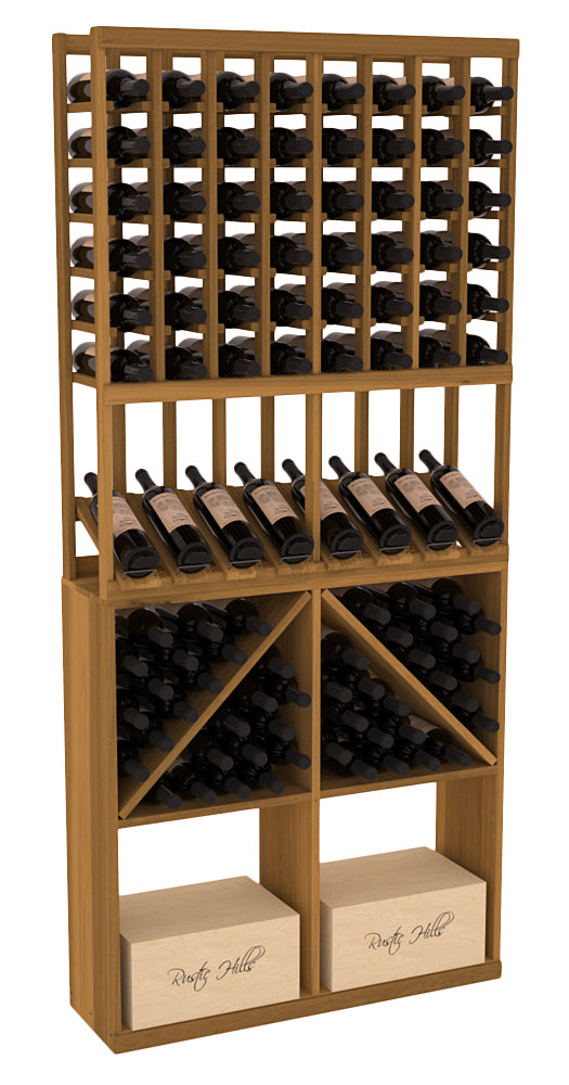 InstaCellar 8 Column High Reveal / 96 Bin /Case Combo – Grand Mahogany / Oak stained
