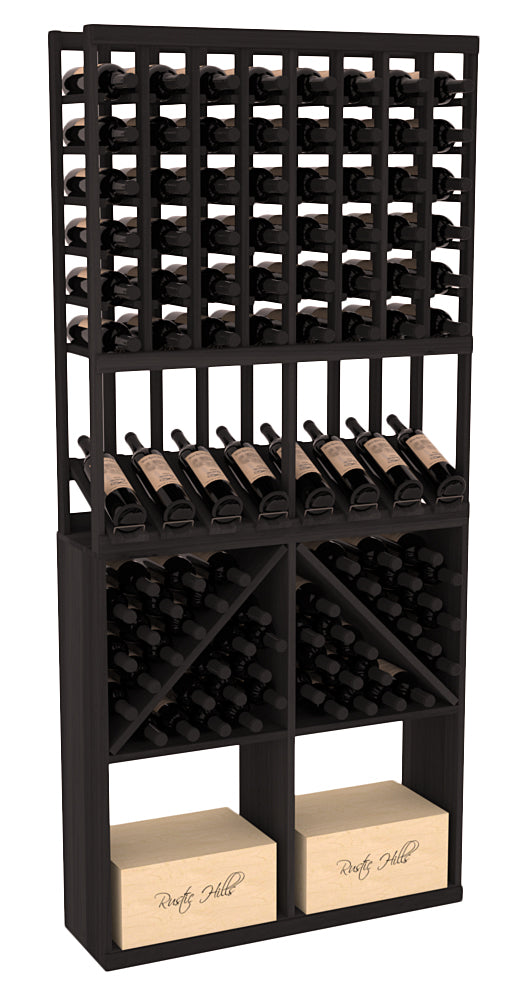 InstaCellar 8 Column High Reveal / 96 Bin /Case Combo – Grand Mahogany / Black stained