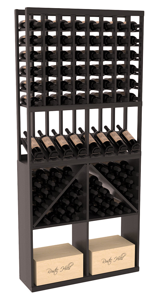 InstaCellar 8 Column High Reveal / 96 Bin /Case Combo – Grand Mahogany / Black stained
