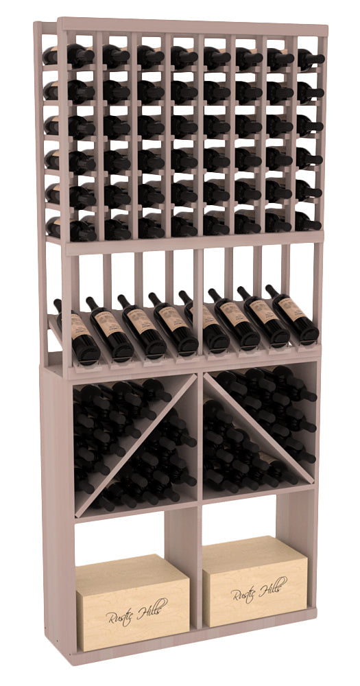 InstaCellar 8 Column High Reveal / 96 Bin /Case Combo – Grand Mahogany / Greywash stained