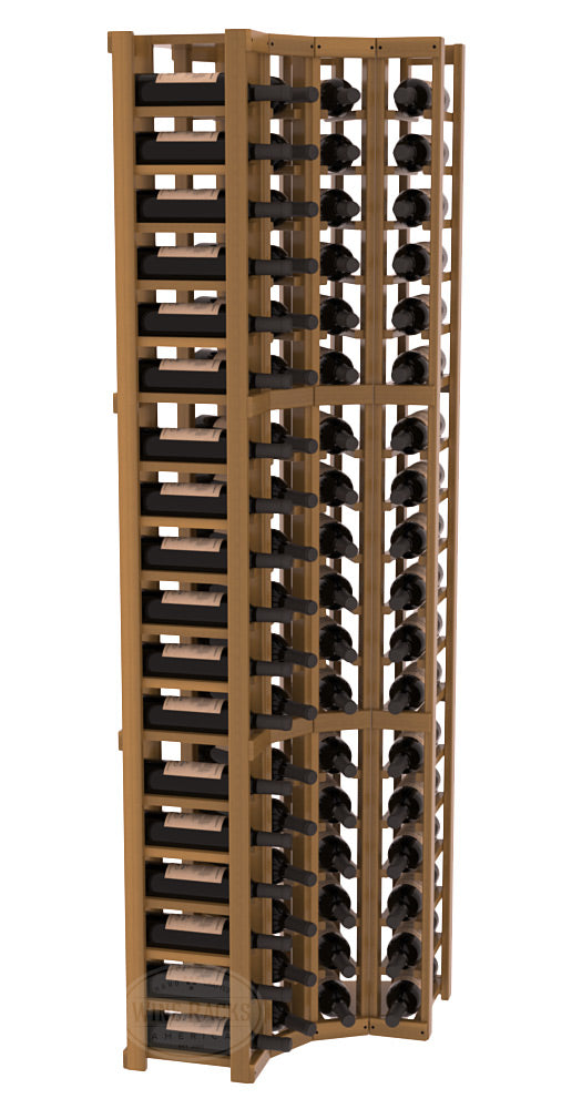 InstaCellar 4 Column Corner Rack – Premium Redwood / Oak stained