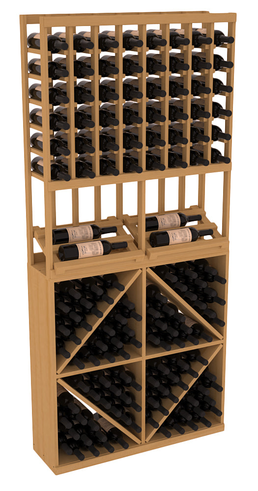InstaCellar 8 Column Side Display / 96 Bin Combo – Knotty Alder / Oak stained