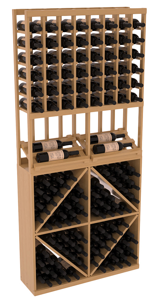 InstaCellar 8 Column Side Display / 96 Bin Combo – Knotty Alder / Oak stained