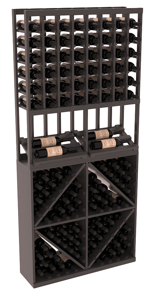 InstaCellar 8 Column Side Display / 96 Bin Combo – Knotty Alder / Black stained