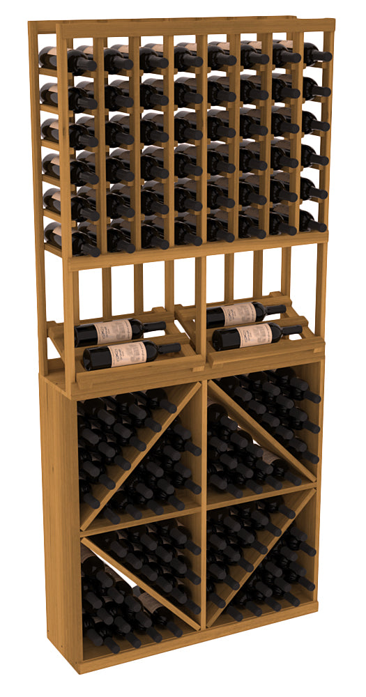 InstaCellar 8 Column Side Display / 96 Bin Combo – Premium Redwood / Oak stained