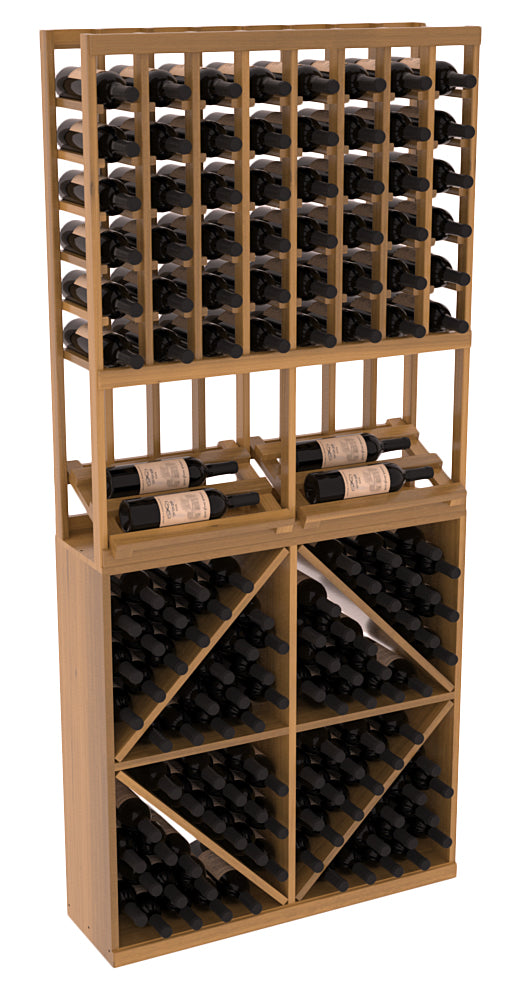 InstaCellar 8 Column Side Display / 96 Bin Combo – Premium Redwood / Oak stained