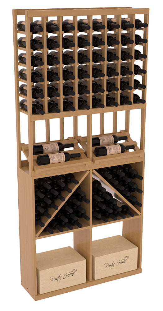 InstaCellar 8 Column Side Display / 96 Bin/Case Combo – Ponderosa Pine / Black stained