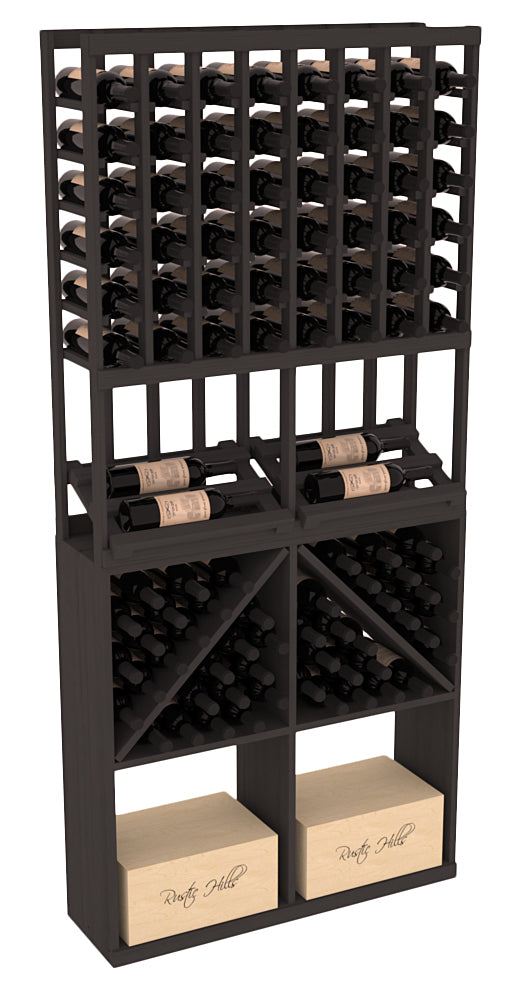InstaCellar 8 Column Side Display / 96 Bin/Case Combo – Knotty Alder / Oak stained