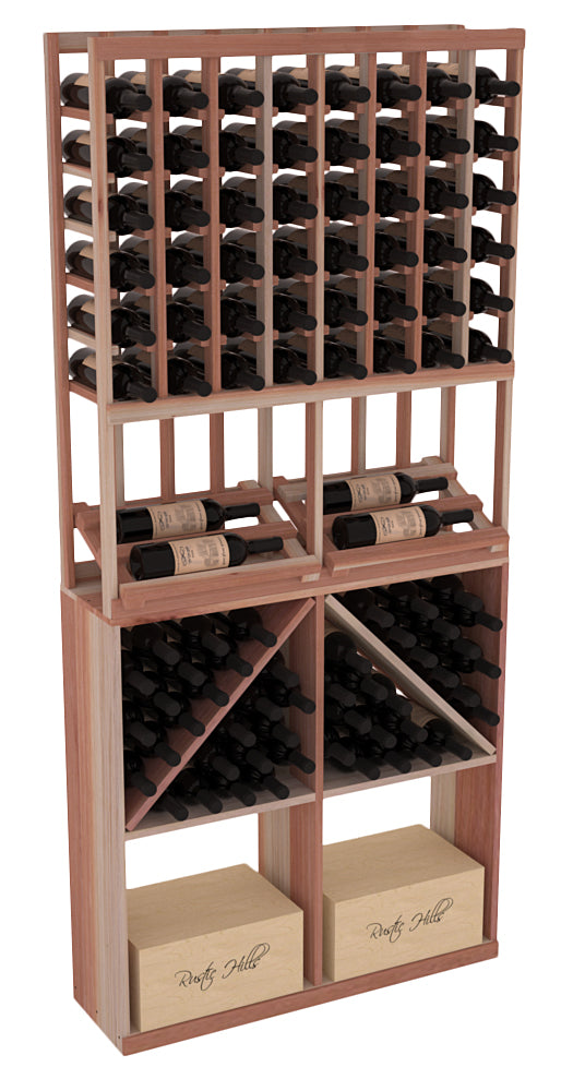 InstaCellar 8 Column Side Display / 96 Bin/Case Combo – Knotty Alder / Walnut stained