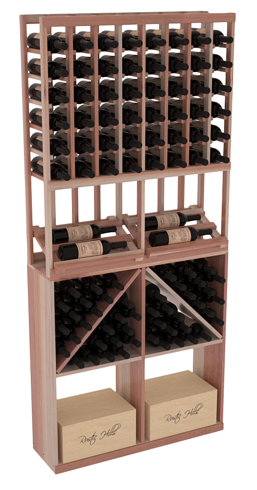 InstaCellar 8 Column Side Display / 96 Bin/Case Combo – Knotty Alder / Walnut stained