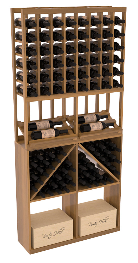 InstaCellar 8 Column Side Display / 96 Bin/Case Combo – Knotty Alder / Black stained
