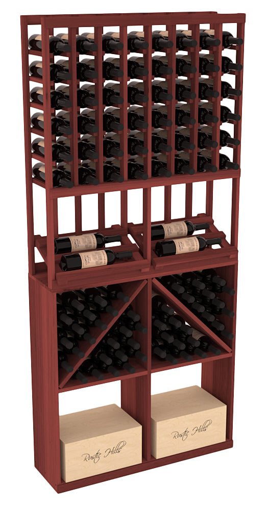 InstaCellar 8 Column Side Display / 96 Bin/Case Combo – Knotty Alder / Greywash stained