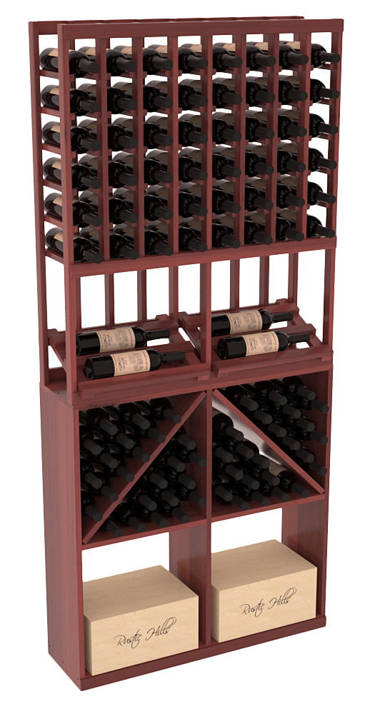InstaCellar 8 Column Side Display / 96 Bin/Case Combo – Knotty Alder / Greywash stained