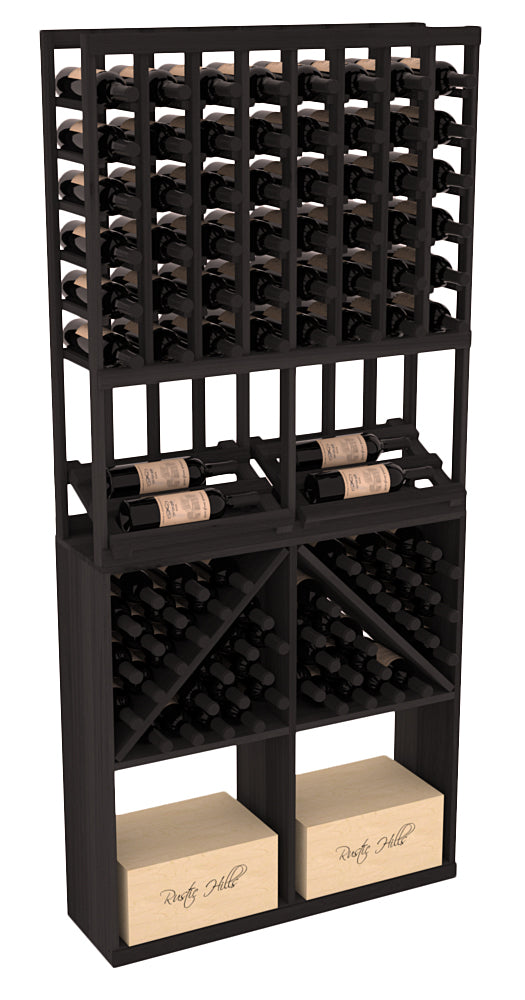 InstaCellar 8 Column Side Display / 96 Bin/Case Combo – Premium Redwood / Oak stained