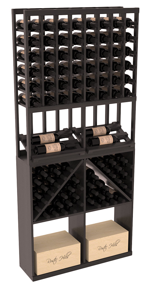 InstaCellar 8 Column Side Display / 96 Bin/Case Combo – Premium Redwood / Oak stained