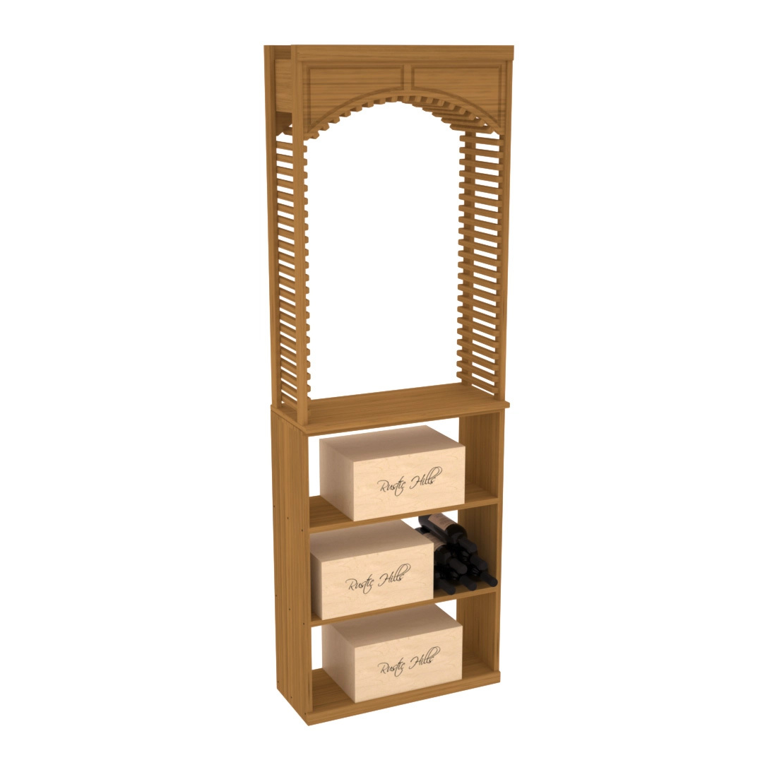 InstaCellar 26" Cellar Arch / Case Bin / Solid Top Combo – Grand Mahogany / Oak stained