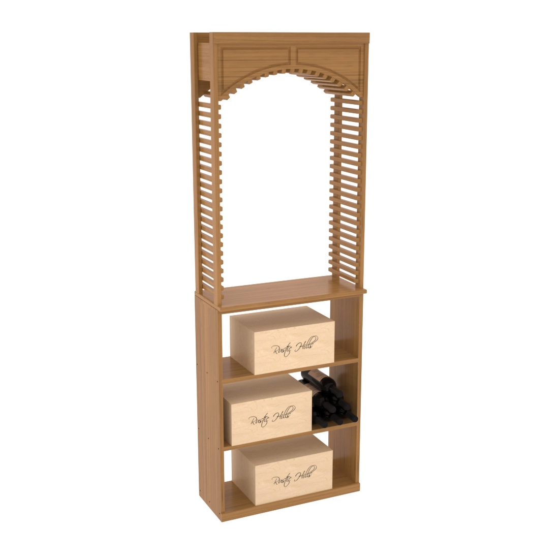 InstaCellar 26" Cellar Arch / Case Bin / Solid Top Combo – Grand Mahogany / Oak stained