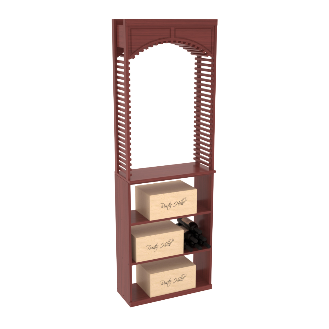 InstaCellar 26" Cellar Arch / Case Bin / Solid Top Combo – Grand Mahogany / Cherry stained