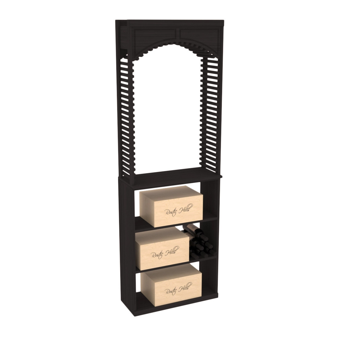 InstaCellar 26" Cellar Arch / Case Bin / Solid Top Combo – Grand Mahogany / Black stained