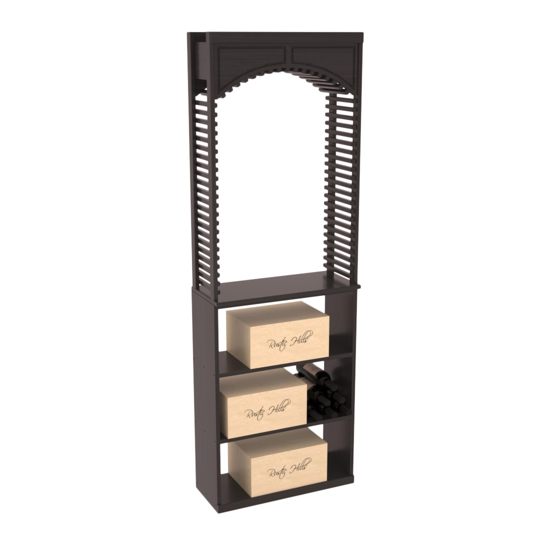 InstaCellar 26" Cellar Arch / Case Bin / Solid Top Combo – Grand Mahogany / Black stained
