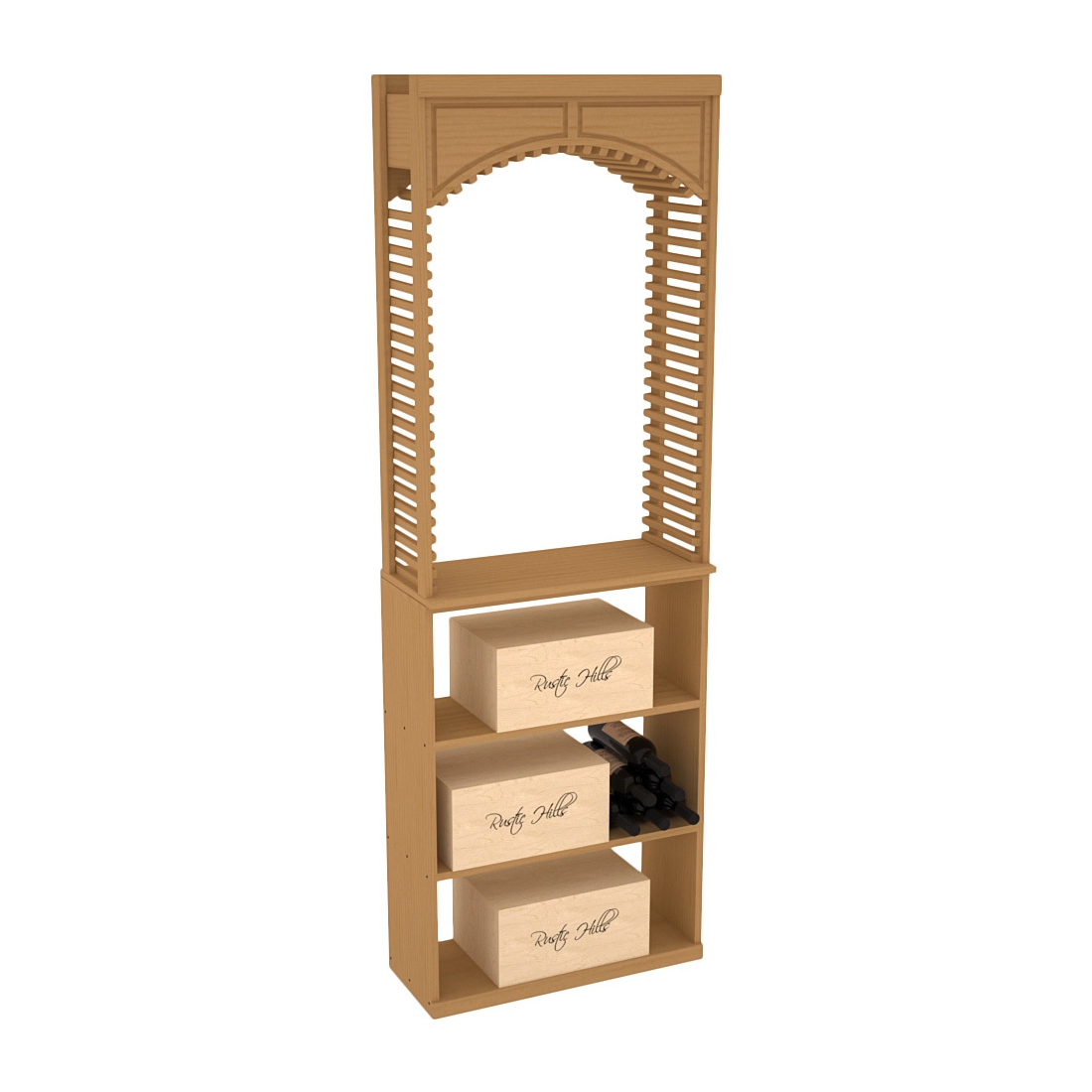 InstaCellar 26" Cellar Arch / Case Bin / Solid Top Combo – Ponderosa Pine / Oak stained