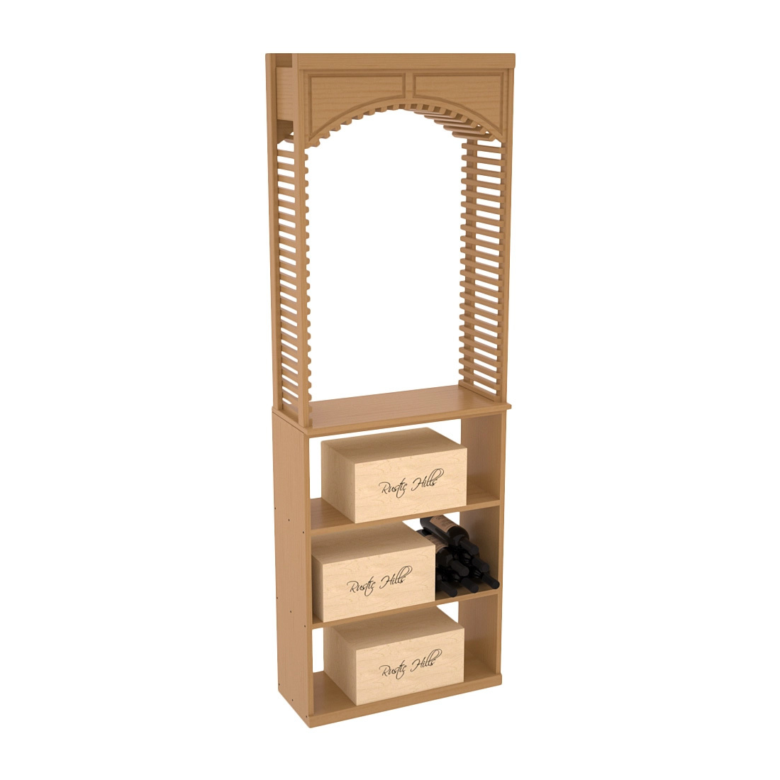 InstaCellar 26" Cellar Arch / Case Bin / Solid Top Combo – Ponderosa Pine / Oak stained