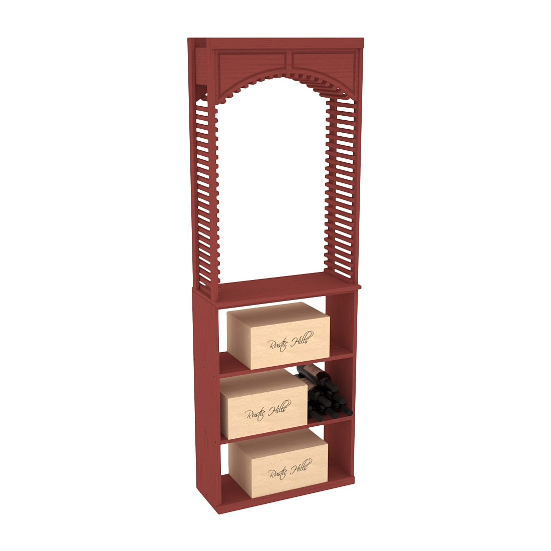 InstaCellar 26" Cellar Arch / Case Bin / Solid Top Combo – Ponderosa Pine / Cherry stained